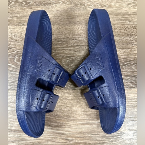 Freedom Moses Shoes Women sz6 Navy Slides Water Resistant Anti-slip 90s Minimal - Picture 6 of 7